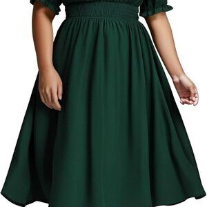 Women's Plus Size Midi Dress V Neck Short Sleeve Boho Elegant Wedding Party